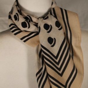 Tan, black & white cotton scarf, 25x26